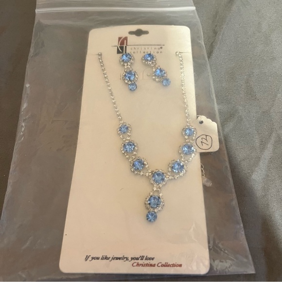 Prom/Special Occasion Necklace and Earrings, Light Blue - Picture 10 of 13